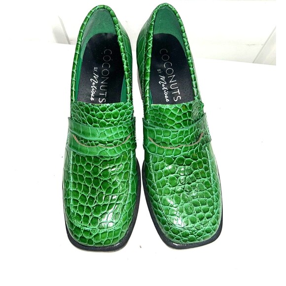 Coconuts Matisse Women’s Vintage Pace Square Toe Loafer size 8 Green Croc Emboss - Picture 6 of 9
